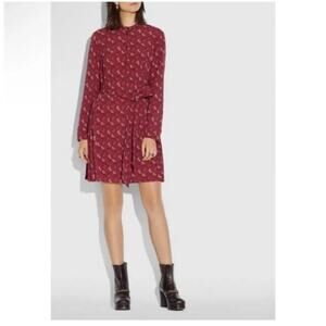 Coach 1941 Horse and Carriage Print Pleated Shirt Dress 2 NWT